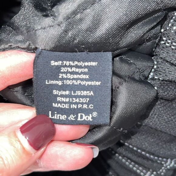 Line + Dot‎ Womens Check Print Full Zip Long Sleeve Bomber Jacket Black Small - Picture 7 of 9